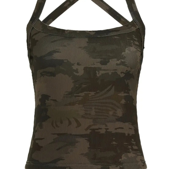 Stylish Brown Ribbed Tank Top - Picture 4 of 5